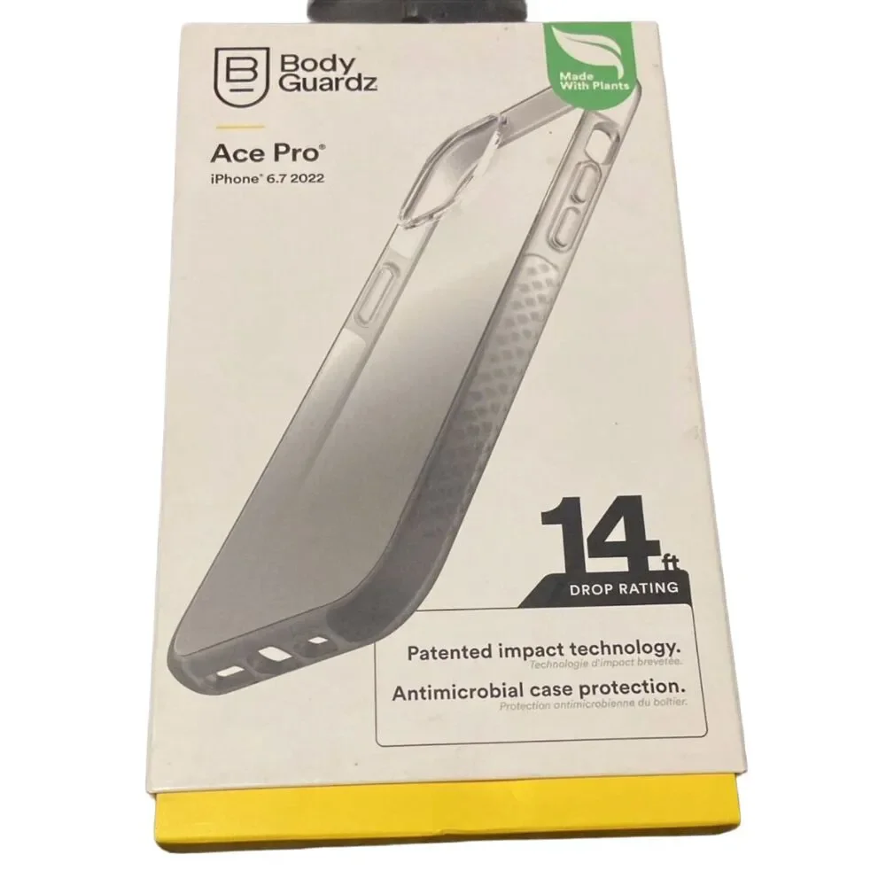 iPhone 15/14 Plus Case BodyGuardz Ace Pro Gravity Black White Drop Protection